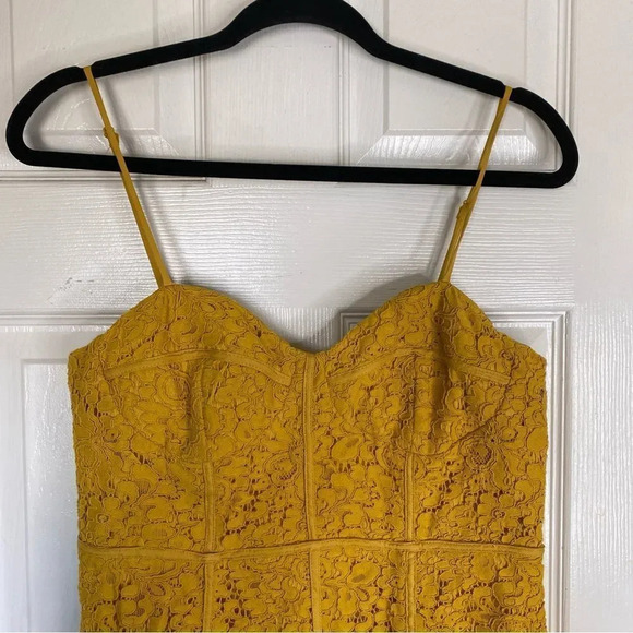 BARDOT Corset Lace Midi Dress Mustard Yellow Size 8 Medium - Picture 5 of 11